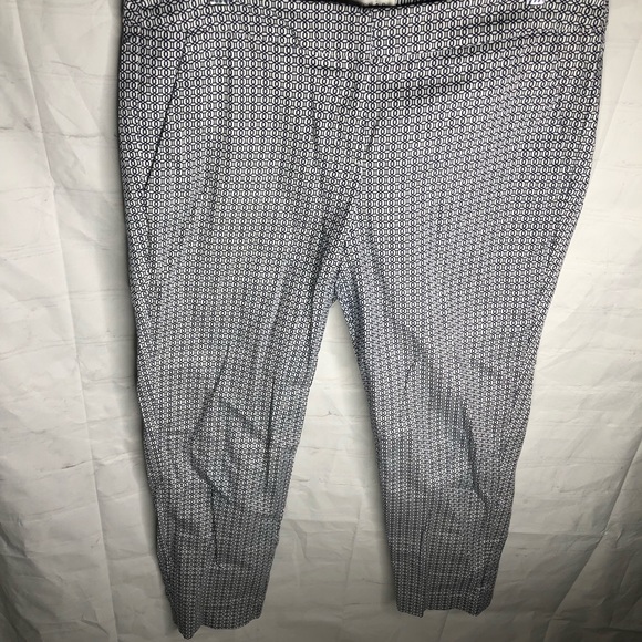 Kenar Womens Size 8 Capri Ankle Crop Pants Blue Geometric Print Career Work - Picture 1 of 9